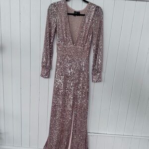 Windsor Rose Gold Sequin Long Sleeve Gown – Size Small